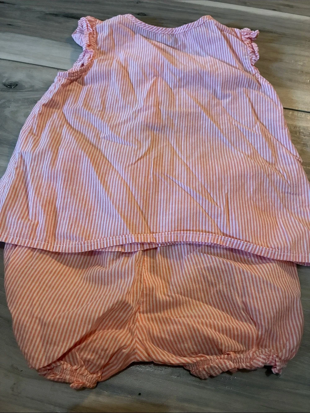 🩵 Carter's Peach & White Striped Girls Matching Set